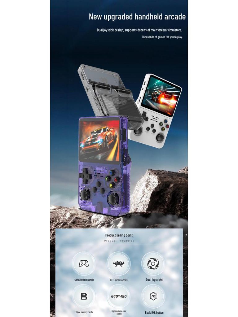 R36S Open Source Handheld Console: Retro Arcade Games with High-Definition IPS Screen and Joystick