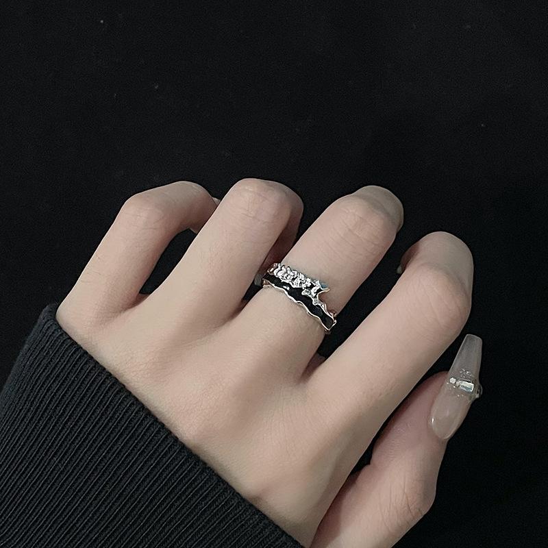 Fioletowy Cyrkon Inkrustowany Niszowy Design Prosty Nieregularny Naszyjnik Wysokiej Klasy Kolczyki Sztyfty Otwarty Pierścionek Zestaw