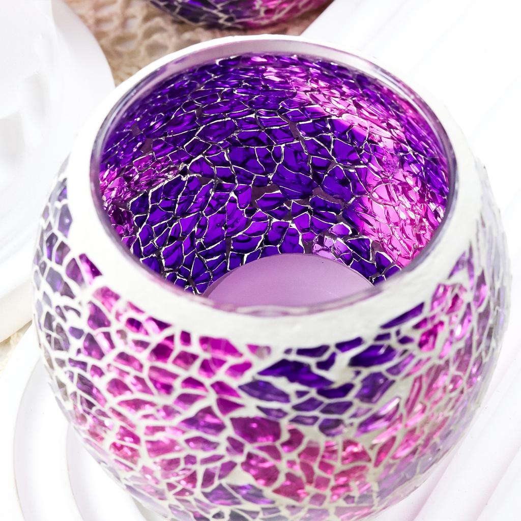 Farget glassmosaikk lysestake i europeisk stil – Bryllups- og bardekorasjonsrekvisitt