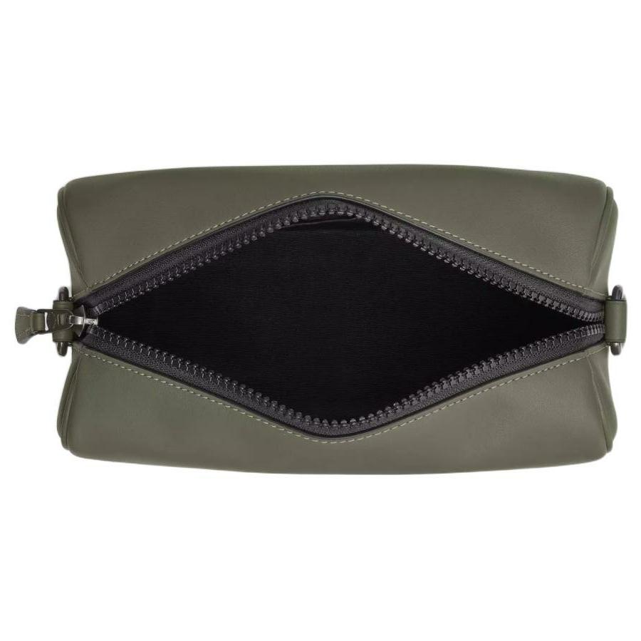 Coach Axel 21 Logo Zip Closure Smooth Calfskin Shoulder Crossbody Bag Small Men Bags Gunmetal Military-Green CV530-QBMGR
