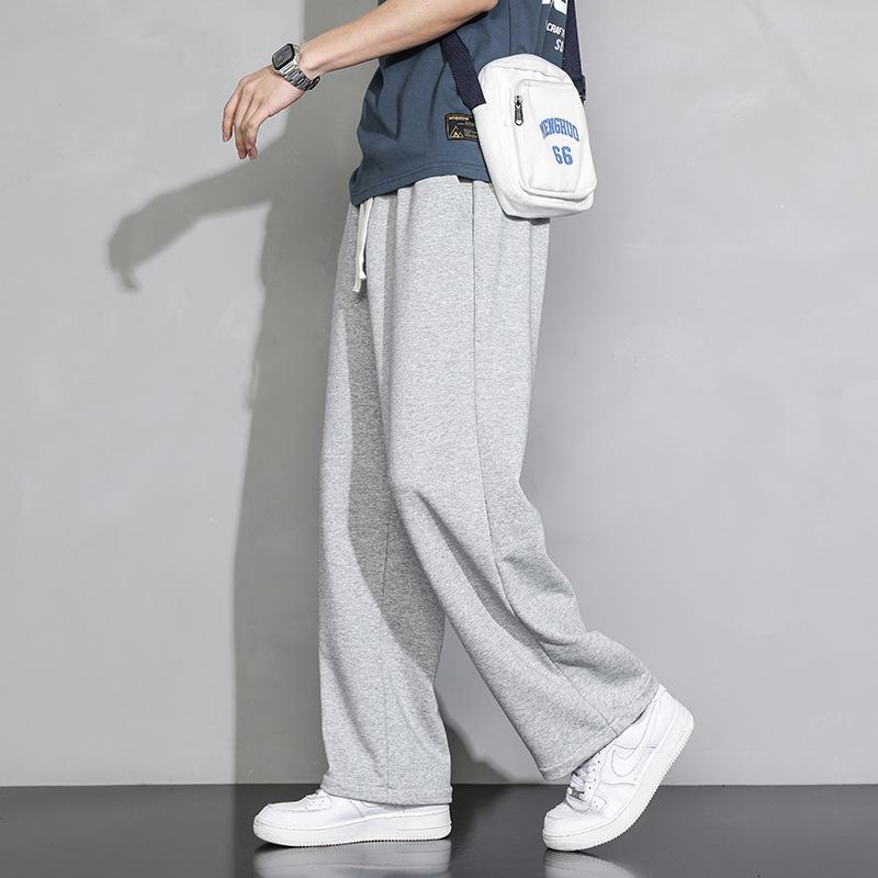 Men's 2024 Summer Gray Wide-Leg Sports Sweatpants - Thin, Loose, Casual Trousers for Teens