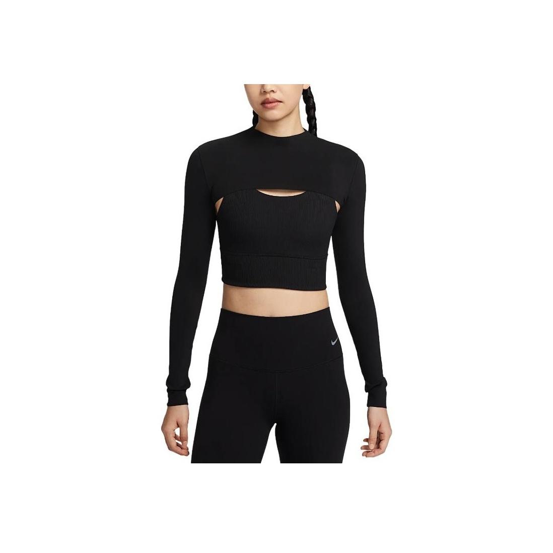 Nike Zenvy Dri-Fit Быстросохнущий Пуловер с Длинным Рукавом Модный Женский Топ Черный HJ1862-010 L