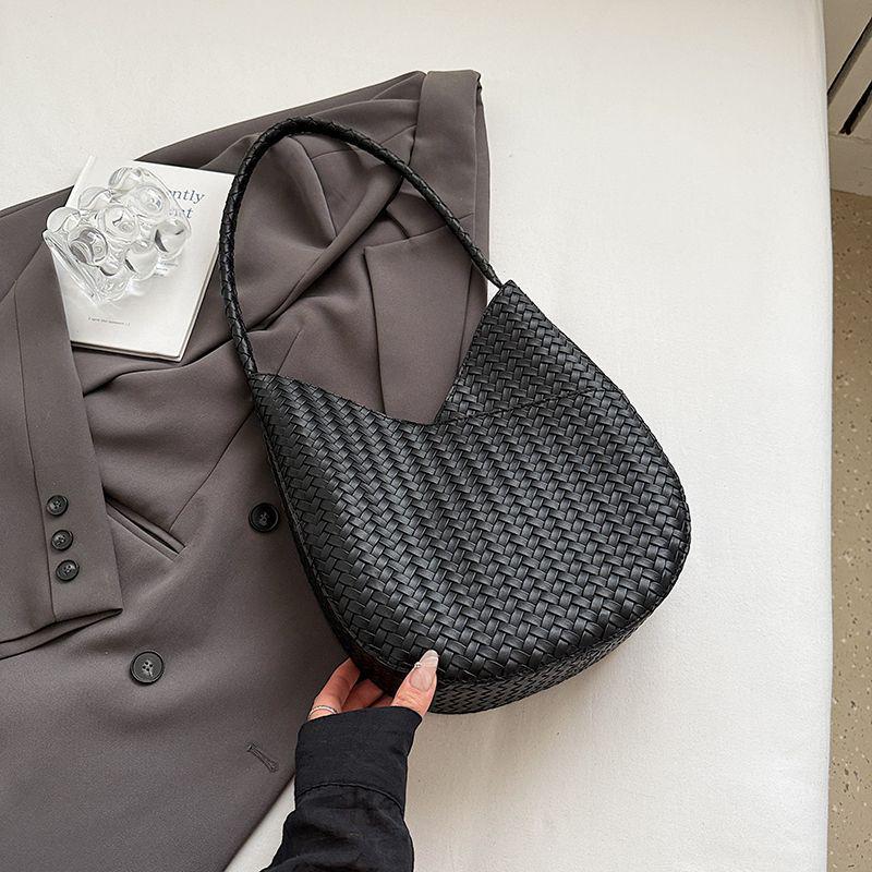 Korean Style Woven Bucket Bag: Women's Fashion Casual Shoulder & Underarm Retro Handbag