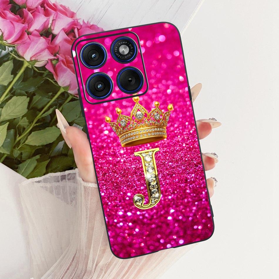 For Motorola Edge 70 Fashion Crown Letter Phone Case For Motorola Moto X70 Air Edge70 5G XT2601-2 Black Silicone Soft Cases