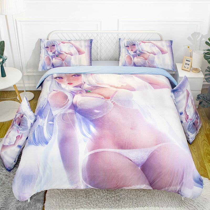 Customized Sexy Anime Pattern Duvet Cover Set Single/twin Size Bedding Set Anime Cartoon Print Quilt Cover Set 3pcs