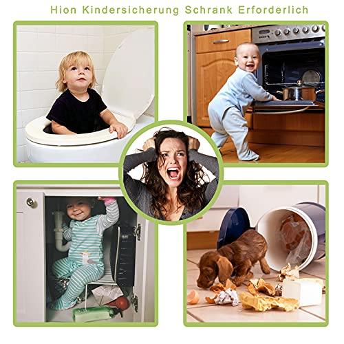 Hion 6 Pack Child Safety Locks for Cabinets and Drawers, No Drilling Adhesive Baby Proofing Cabinet Locks for Doors, Refrigerator, White