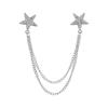 Korean Fashion Star Tassel Brooch - Rhinestone Inlaid Collar Pin Accessory