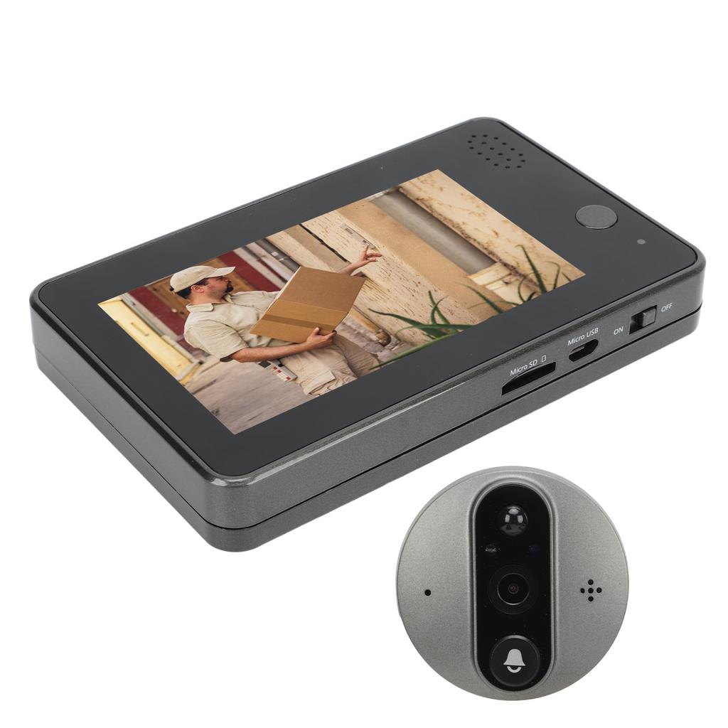 Peephole Camera 4.3in IPS Screen 1080P Infrared Night Vision Video Doorbell Viewer Two Way Audio
