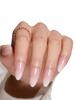 Hochwertige tragbare künstliche Nägel im Mandel-Nude-French-Stil – mittellange und lange Nagelspitzen