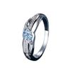 Wish European and American Sea Blue Diamond Edge Inlaid White Diamond Leaf Ring Simple Personality Light Luxury Ring Goods