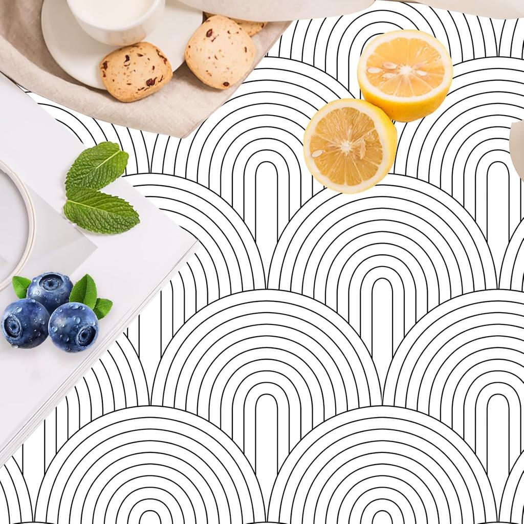 Shelf Cabinet Liner,Self-Adhesive Drawer,Peel and Stick Paper, Kitchen Cabinets and Cupboard Decorate,Bathroom,Black and White