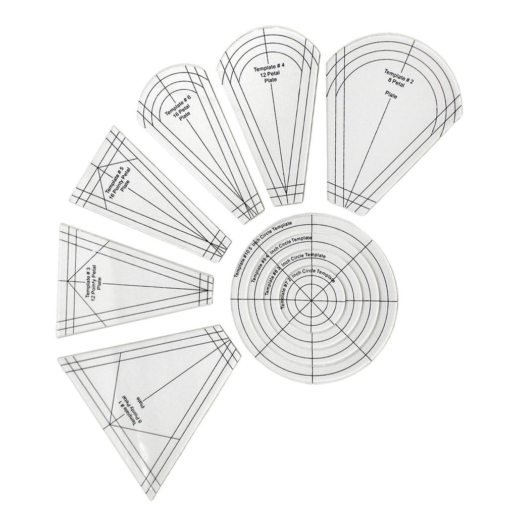 10 Pcs Quilting Template Ruler Multifunctional Regular Plate Template Acrylic Clear Patchwork Ruler for Sewing Quilting