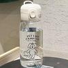 Portable Drop Resistant Hand Cup Water Bottles Clear Plastic Water Bottle with Straw Cartoon Water Cup for Gym School