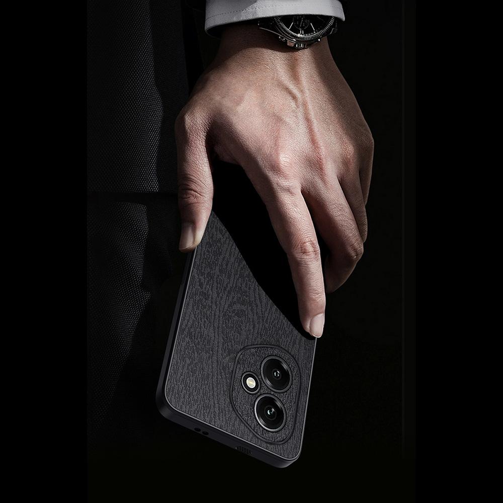 Pour Honor 400 5G (Global) Coque Texture Bois PU Cuir Revêtu PC TPU Housse de Téléphone