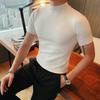 Spring Autumn New Short Sleeve Knitted T-shirts For Men Solid Color Slim Fit Tee Fashion Commuter Korean Tops Male Clothes