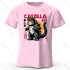 Catzilla Creative Printed Unisexs Tshirt 100 Cotton Oversized Playful Graphic Tees For Unisex Tops Tees Streetwear