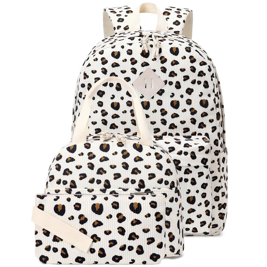 2026 New High Quality Corduroy 3-Piece Backpack Set for Girls Lightweight Floral Printed Primary School Student School Bags