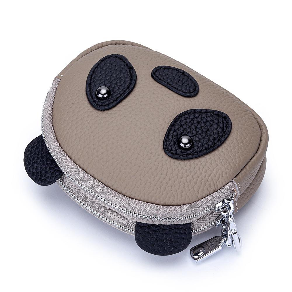 Women's Genuine Leather Large Capacity Double Zipper Coin and Lipstick Pouch