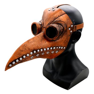 Pestdoktor Vogelgesichtsmaske mit langem Nasenschnabel Halloween Kostüm Requisiten für Männer Frauen Brauner Schnabel