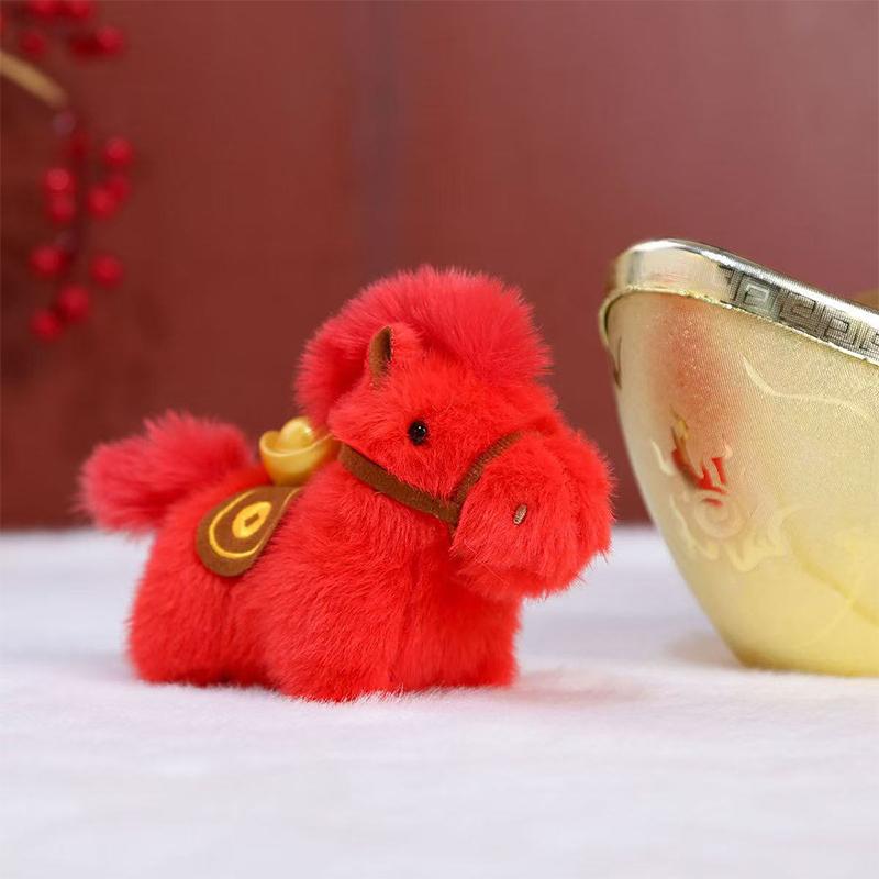 Cute Year Plush Keychain Pendant Doll Pendant Miniature Horse Figurine