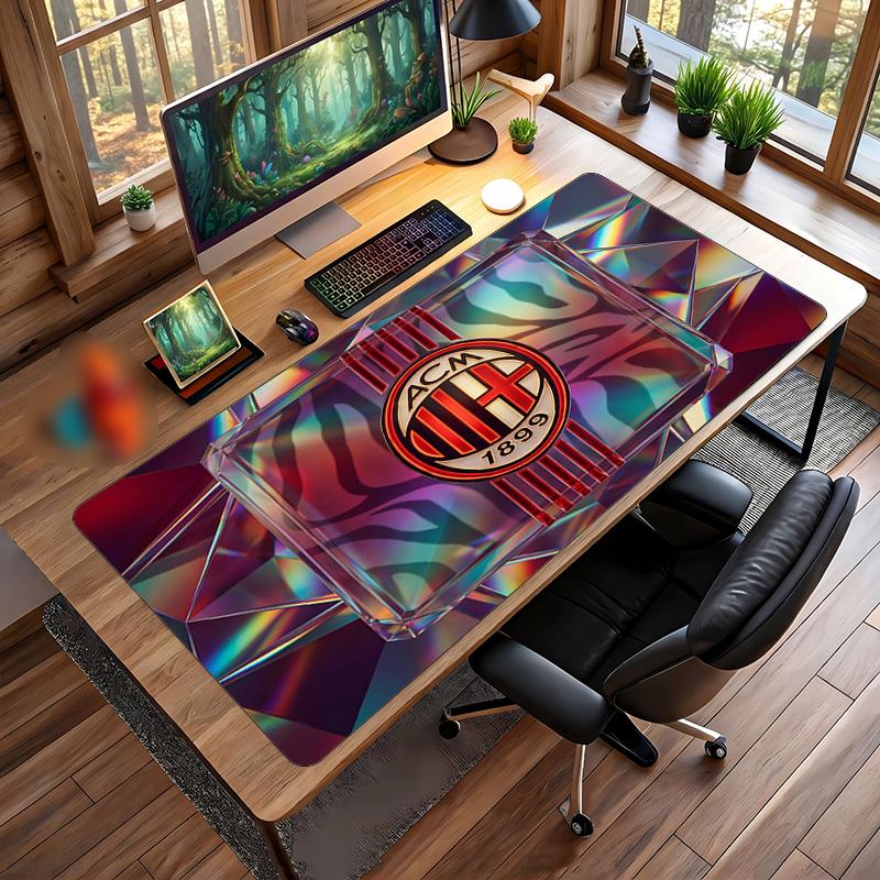 Tappetino per Mouse Grande Stampato AC Milan, Tappetino Morbido in Gomma Antiscivolo per Scrivania da Gioco per Ufficio Laptop Computer Decorazione