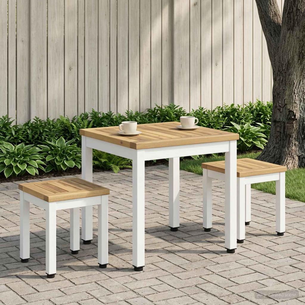 Coffee Table White 40 X 40.5 X 36 Cm Solid Acacia Wood