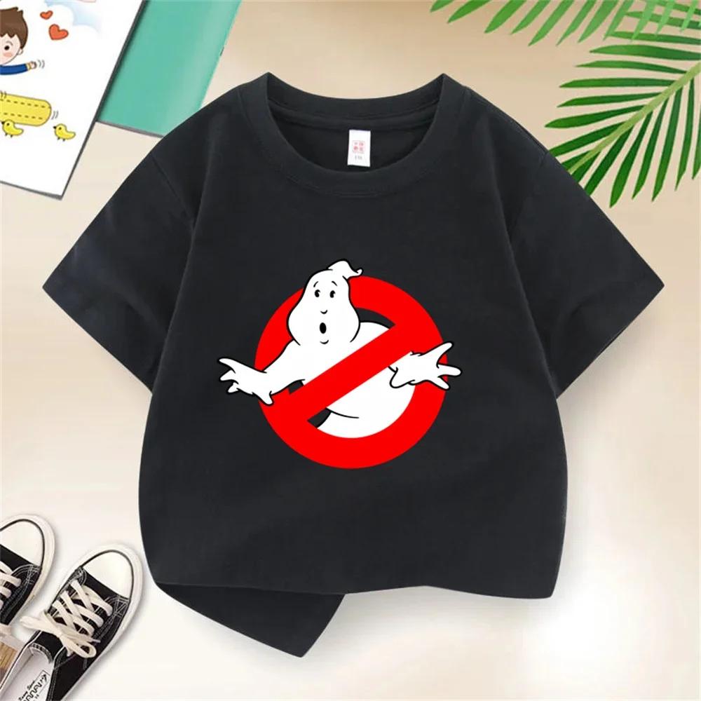 Summer BoysGirls 414t Cartoon Cotton Funny Ghostbusters Game Print Short Sleeve Children TShirt