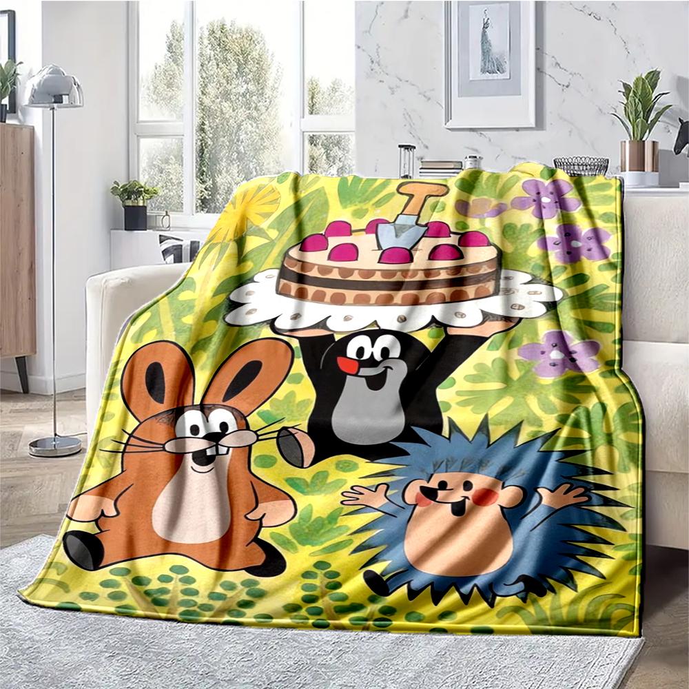 Krtek Theme Printed Blanket - Perfect for Couch, Bed, Travel & Outdoor Use | Machine Washable, Cozy & Durable.