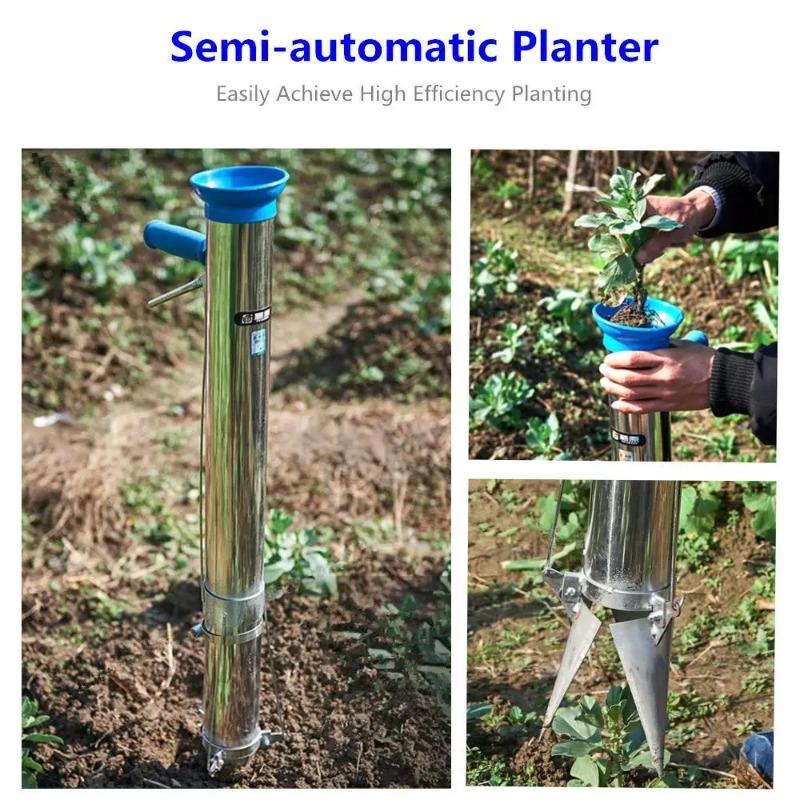 Stainless Steel Manual Seedling Planter Long Handled Bulb Vegetable Planter Tools Agricultural Seeder Sapling Transplant Planter