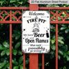 2D Flat, "Welcome To The Fire Pit" Vintage Metal Sign - Humorous Rustic Aluminium Wall Art for Outdoor Camping, Patio & Backyard Decor, 8x12 Inch
