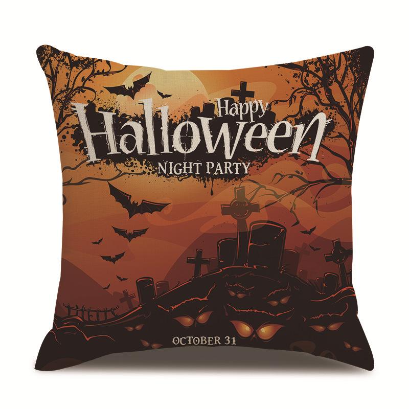 Halloween Linen Pillow Cover Printed Pillow Cover