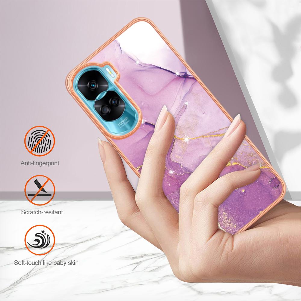 For Honor 90 Lite 5G/X50i 5G TPU Case with IMD Marble Pattern Electroplated Back Cover