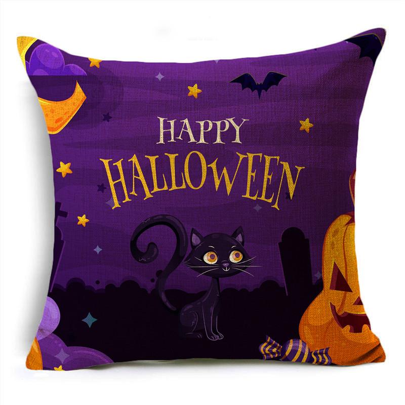 Fashion Happy Halloween Cartoon Patterns Pumpkin Ghost Linen Throw Pillowcase Decorative Cushion Cover For Sofa Livingroom Party