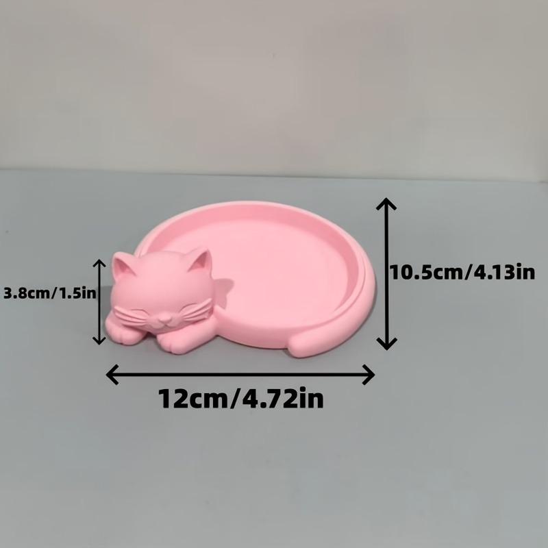 Pink Cat Desktop Organizer Tray,Jewelry Earrings Rings Necklaces S Keys Lipstick Post-It Notes Classification Tray,Jewelry Trays