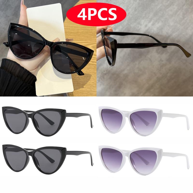 Car Sun Glasses 4 Pack Large Frame Cat Eye Sunglasses Women Men New Fashion Retro Glasses Brand Eyeglasses Unisex UV400