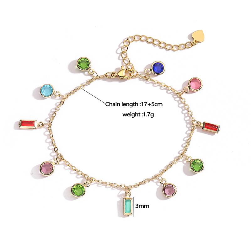 HECHENG, Geometric Colorful Zircon Small Pendant Splicing Design Bracelet/Necklace Neutral Couple Fashion Simple Zircon 1 Piece