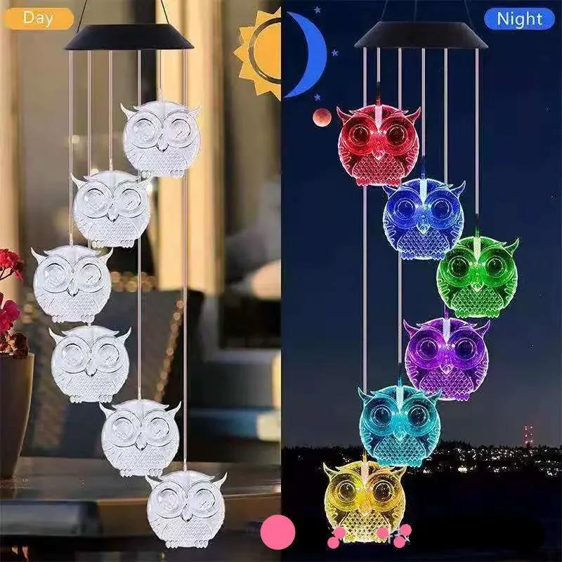 Christmas Solar Wind Chime Crystal Ball Hummingbird Wind Chime Lamp Waterproof Outdoor Use for Courtyard Garden Yard Decoration