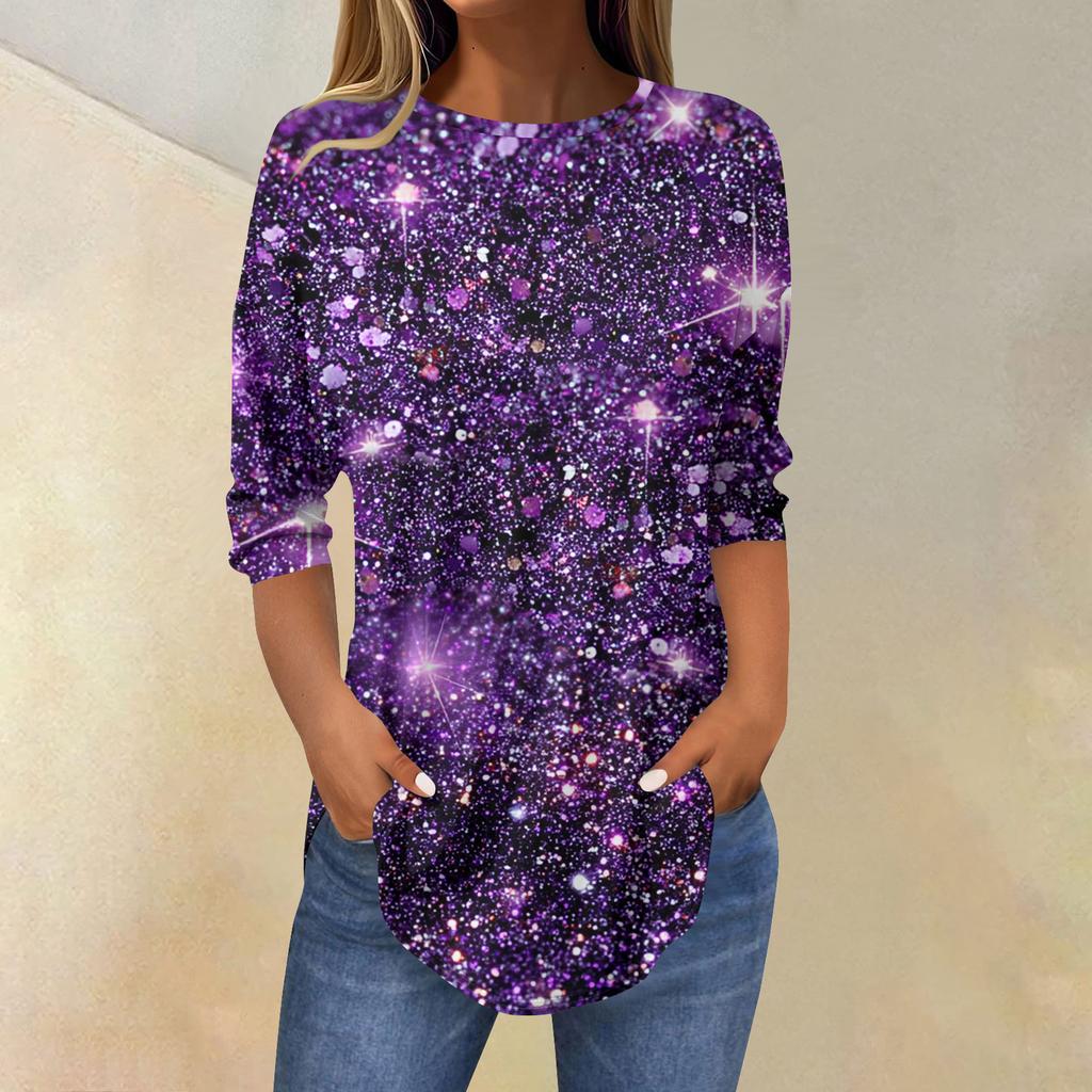 Camisetas para mujer Manga 3/4 Camisas Color Sólido Jersey Verano Primavera Tops Blusas