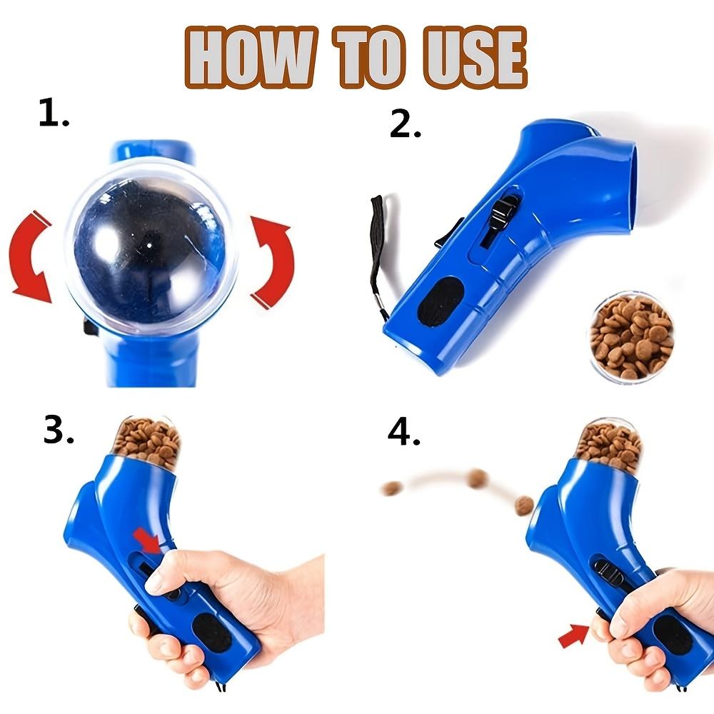 Interactive Cat Treat Launcher, Handheld Feeding Toy for Cats & Dogs, Transparent Food Storage Design