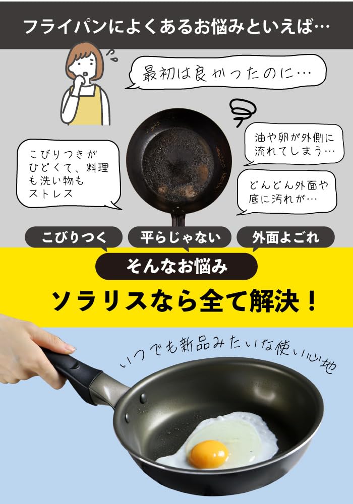 Solaris 28cm frying pan with new coating that makes food slide easily IH compatible compatible/gas