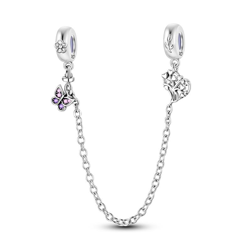 Original Copper Safety Chain Clasp Clip Charms Beads Moon Sun Bow Heart Love Charm Fit Bracelet Women Jewelry Gifts