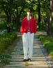 ORDINARY PEOPLE Re: Contrast Velvet-Collar Shirt [Red]