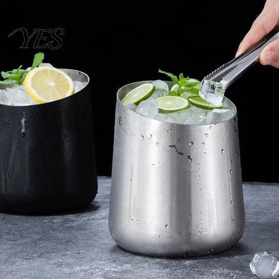 Enfriador de Champán Cubo de Hielo de Acero Inoxidable, Resistente para Vino con Boca Inclinada de Papelera de Escritorio, Espesado para Cerveza Multiusos para Bar KTV Multifunción