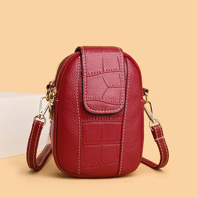 Vintage Small Crossbody Bag Women Alligator PU Messenger Bag Small Double-layer Handbag Shopping Lady Purse Phone Bag