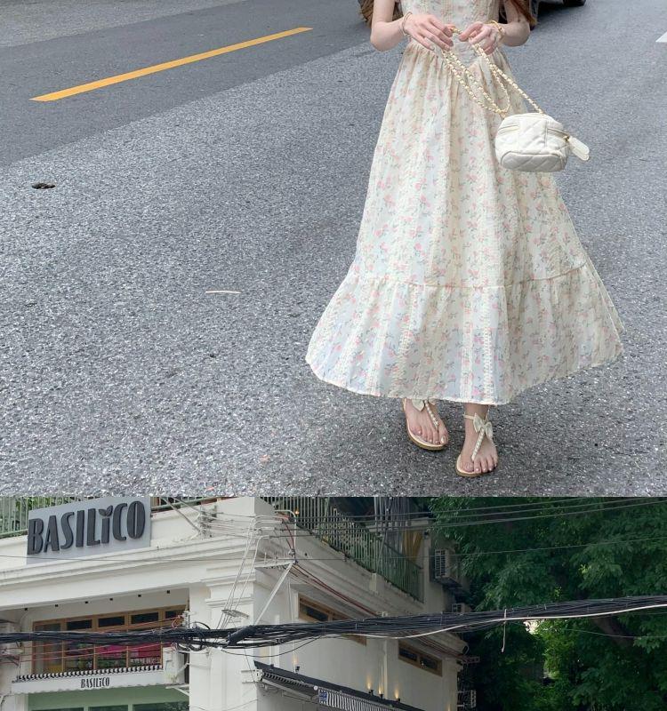 Women's Summer 2024 Embroidered Ruffle Waist-Hugging Petite Dress