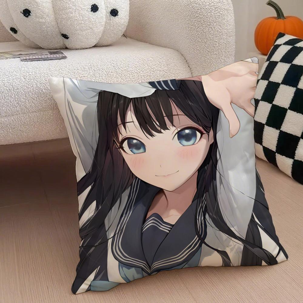 Anime Cartoon TTomorrows My GirlG Cushion Cover Throw Pillow Cover Hidden Button Durable Polyester Chair Cushion