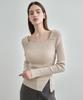 MONGDOL Square Neck Layered Diagonal Button Ribbed Knit Top Mdkt123_6 Colors