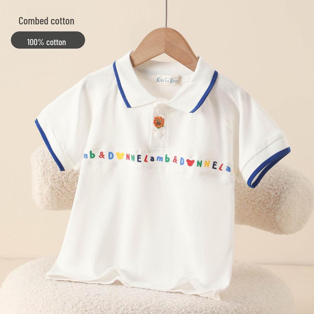 Children's Cotton Polo Shirt: Boys' Short Sleeve Summer Top for Kindergarten and Primary School