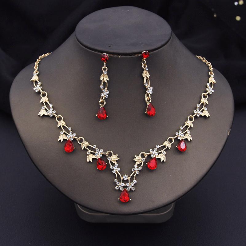 African Bridal Jewelry Sets for Women Fashion Flower Choker Necklace Set Wedding Necklaces and Earrings Costume Accessories