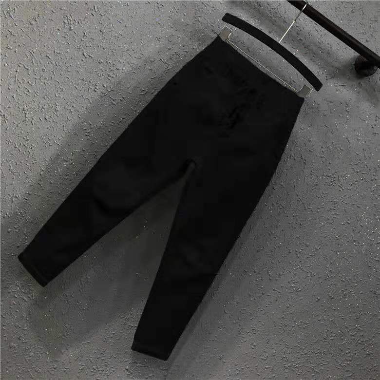 Spring Summer Women ankle pants high-waisted jeans Denim Harlan Pants Ankle-length Trousers with Drawstring Casual Pants